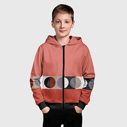 Толстовка на молнии детская Луна Малевича розовый томат, цвет: 3D-черный — фото 2