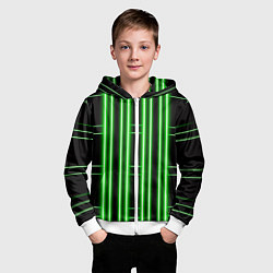 Толстовка на молнии детская Neon green, цвет: 3D-белый — фото 2