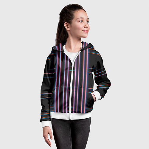 Детская толстовка на молнии Neon red blue black / 3D-Белый – фото 4