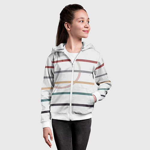 Детская толстовка на молнии Stripes and circle / 3D-Белый – фото 4