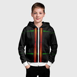 Толстовка на молнии детская Neon black green circles, цвет: 3D-белый — фото 2