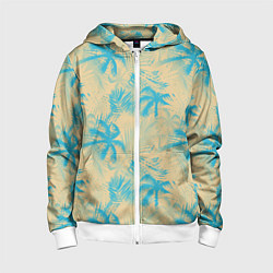 Детская толстовка на молнии Palm light blue beige