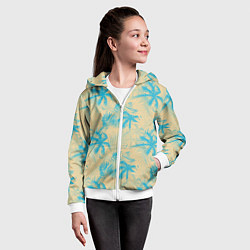 Толстовка на молнии детская Palm light blue beige, цвет: 3D-белый — фото 2