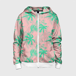Детская толстовка на молнии Palm turquoise pink