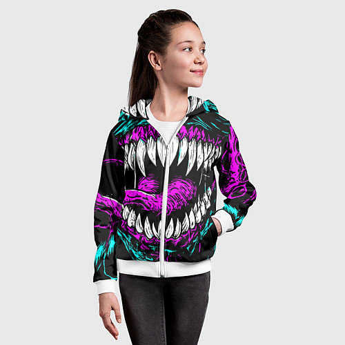 Детская толстовка на молнии Клыки венома / 3D-Белый – фото 4