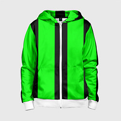 Детская толстовка на молнии Color green black line