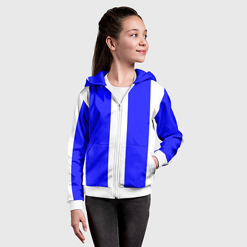 Детская толстовка на молнии Color white blue line / 3D-Белый – фото 4