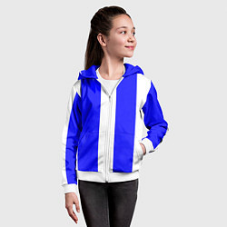 Толстовка на молнии детская Color white blue line, цвет: 3D-белый — фото 2