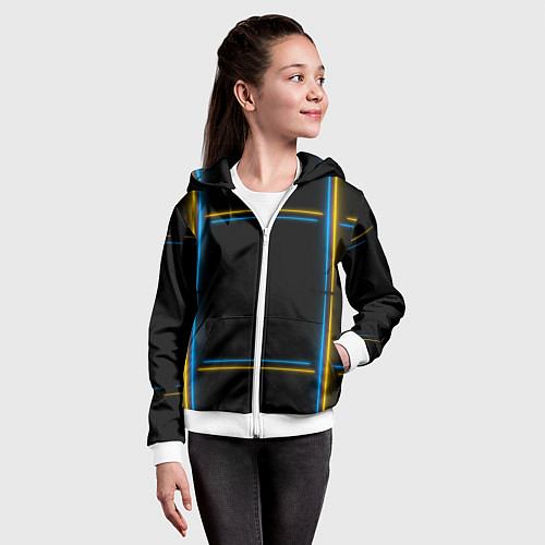 Детская толстовка на молнии Neon yellow light blue / 3D-Белый – фото 4