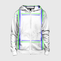 Толстовка на молнии детская Neon white green light blue, цвет: 3D-белый