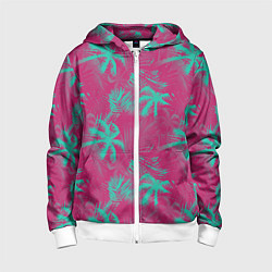 Детская толстовка на молнии Palm pink light blue