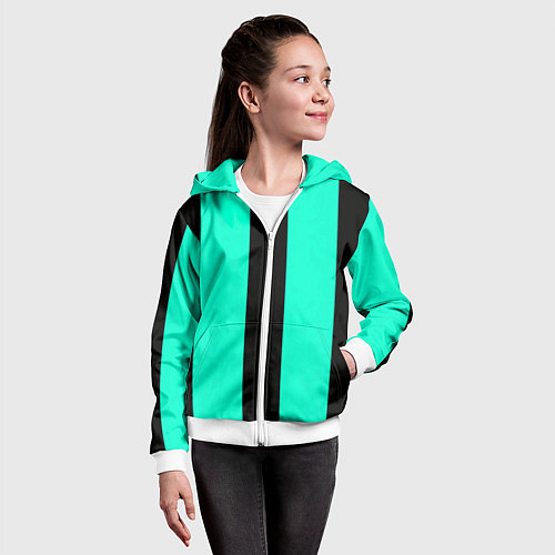Детская толстовка на молнии Color light blue white line / 3D-Белый – фото 4