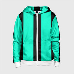 Толстовка на молнии детская Color light blue white line, цвет: 3D-белый