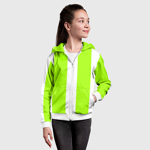 Детская толстовка на молнии Color light green white stripes / 3D-Белый – фото 4