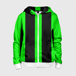 Детская толстовка на молнии Color green black lines