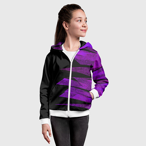 Детская толстовка на молнии Color purple black stripes / 3D-Белый – фото 4