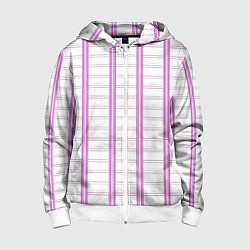 Детская толстовка на молнии Color white cage pink line