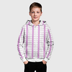 Толстовка на молнии детская Color white cage pink line, цвет: 3D-белый — фото 2