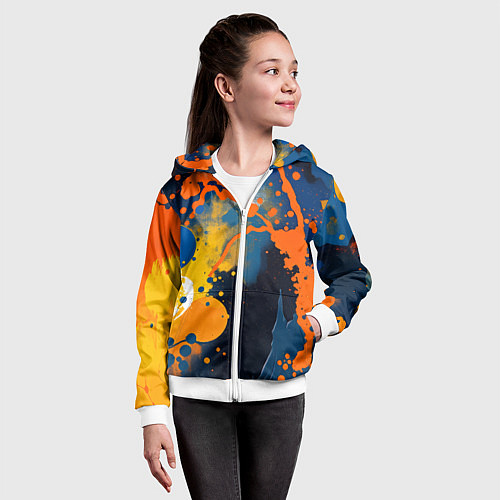 Детская толстовка на молнии Краска на стене / 3D-Белый – фото 4