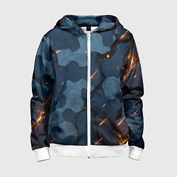 Толстовка на молнии детская Камуфляжные плиты текстура, цвет: 3D-белый