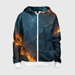 Детская толстовка на молнии Разлом плит с огнем