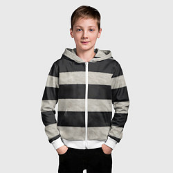 Толстовка на молнии детская Текстурные черно-белые полосы, цвет: 3D-белый — фото 2