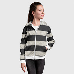Толстовка на молнии детская Текстурные черно-белые полосы, цвет: 3D-белый — фото 2