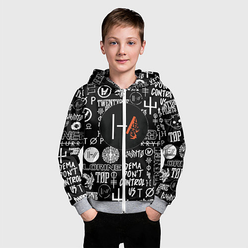 Детская толстовка на молнии Twenty one pilots rock logo / 3D-Меланж – фото 3