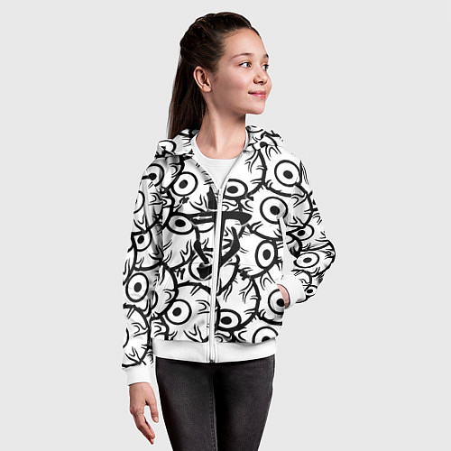Детская толстовка на молнии Doom глаза монстра / 3D-Белый – фото 4