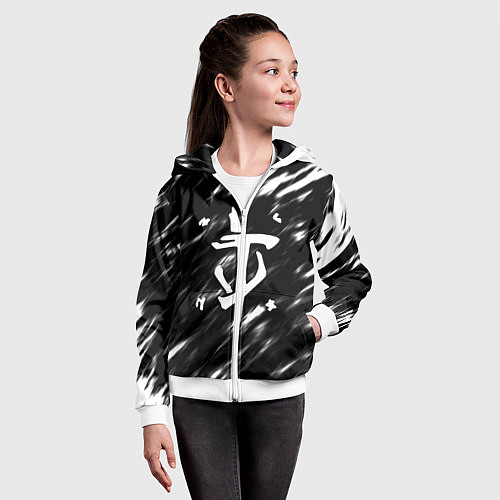 Детская толстовка на молнии Doom штрихи красок / 3D-Белый – фото 4