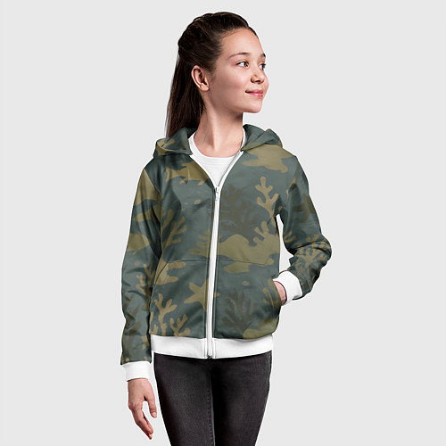 Детская толстовка на молнии Подводный камуфляж из рыб / 3D-Белый – фото 4