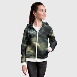 Толстовка на молнии детская Камуфляжная ткань с дымом, цвет: 3D-белый — фото 2