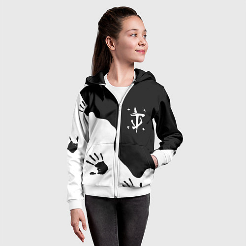 Детская толстовка на молнии Doom отпечатки демона / 3D-Белый – фото 4