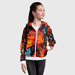 Толстовка на молнии детская Абстрактная текстура рыжего пламени, цвет: 3D-белый — фото 2