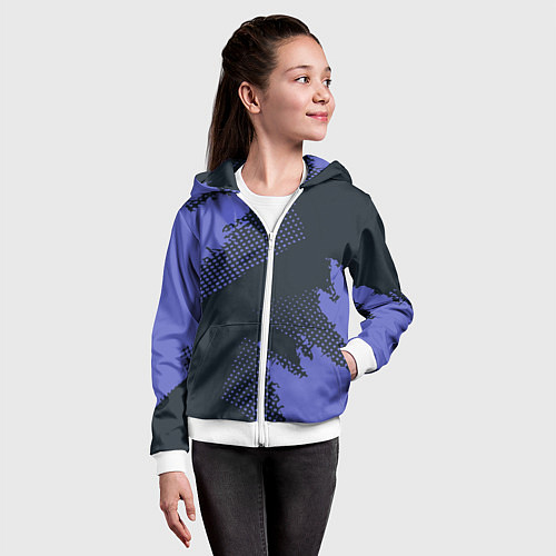 Детская толстовка на молнии Абстрактная текстура в синем / 3D-Белый – фото 4