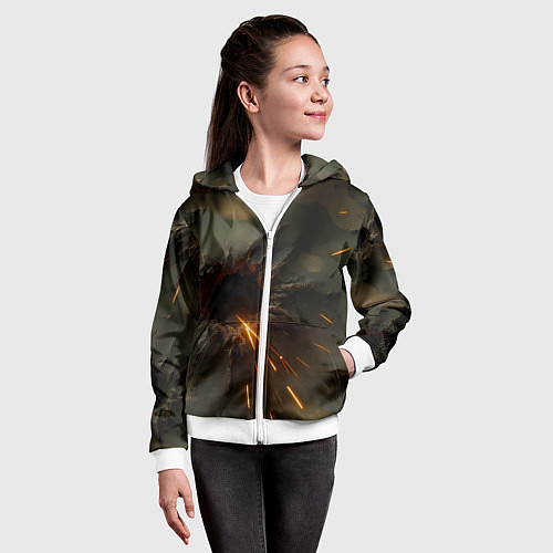 Детская толстовка на молнии Следы от пуль на камуфляже / 3D-Белый – фото 4