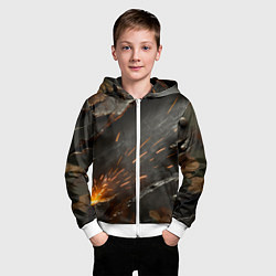 Толстовка на молнии детская Искры метала под камуфляжем, цвет: 3D-белый — фото 2