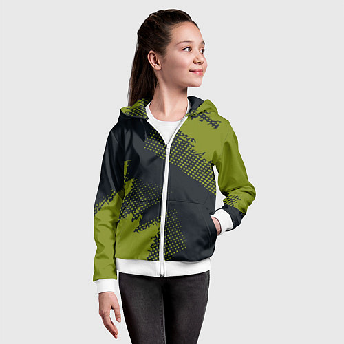 Детская толстовка на молнии Абстрактная текстура в зеленом / 3D-Белый – фото 4