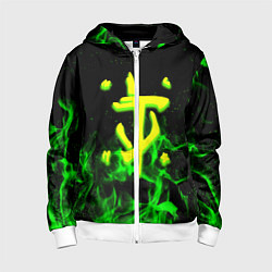 Толстовка на молнии детская Doom кислотное лого огненный, цвет: 3D-белый
