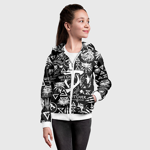 Детская толстовка на молнии Doom логотипы ведьмак / 3D-Белый – фото 4