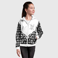 Толстовка на молнии детская Doom японские символы, цвет: 3D-белый — фото 2