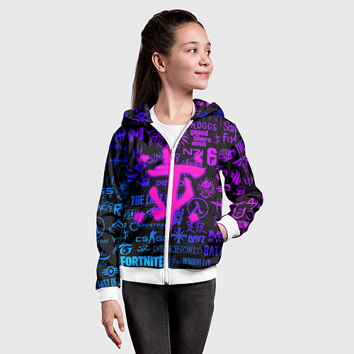 Детская толстовка на молнии Doom логотипы игр неон / 3D-Белый – фото 4