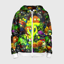Толстовка на молнии детская Растения против зомби x Дум лого, цвет: 3D-белый