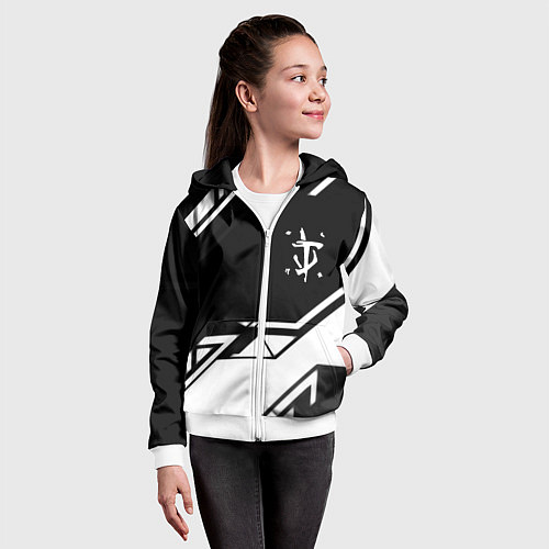 Детская толстовка на молнии Doom geometry black / 3D-Белый – фото 4