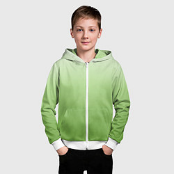 Толстовка на молнии детская Градиент нежно-зеленый, цвет: 3D-белый — фото 2