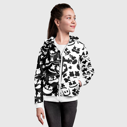 Детская толстовка на молнии Doom x Marshmello pattern / 3D-Белый – фото 4