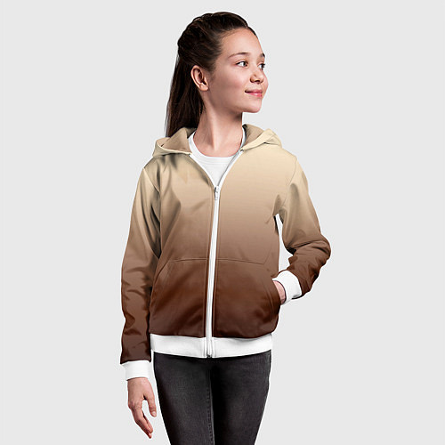 Детская толстовка на молнии Мокко мусс омбре / 3D-Белый – фото 4