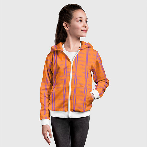 Детская толстовка на молнии Color orange cage / 3D-Белый – фото 4