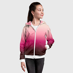 Толстовка на молнии детская Градиент transcendent pink омбре, цвет: 3D-белый — фото 2