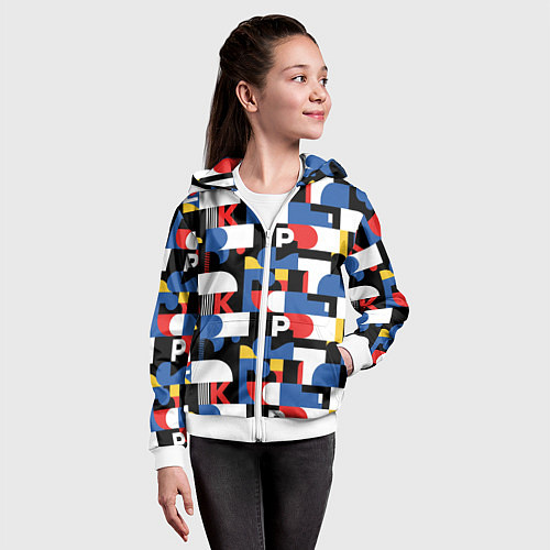 Детская толстовка на молнии Геометрия букв / 3D-Белый – фото 4